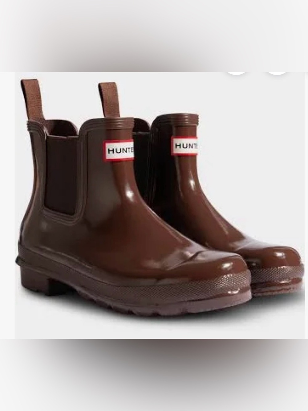 Hunter Original Gloss Bolt Brown Waterproof Chelsea Boot Womens Sz 6